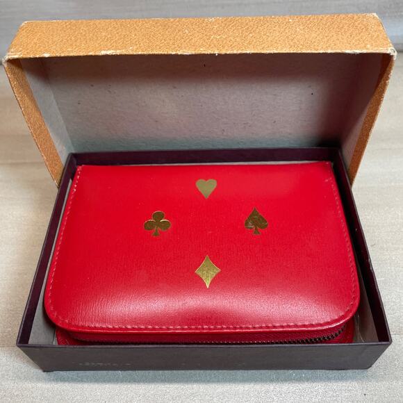 Griffon Leather Red Austrian Playing Cards w Holder Poker Bunco Stardust NuVue - Picture 7 of 7